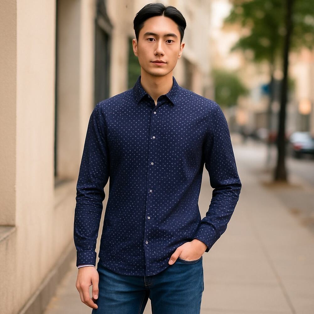 Butter Cloth Button Shirt Men Small Mint Slim Fit Icy Cotton Flip Cuff Casual
